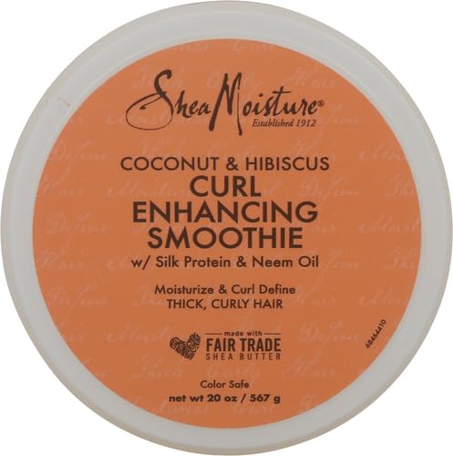 SheaMoisture Curl Enhancing Smoothie Hair Cream Coconut and Hibiscus for Thick, Curly Hair Sulfate Free and Paraben Free Curl Cream 20 oz