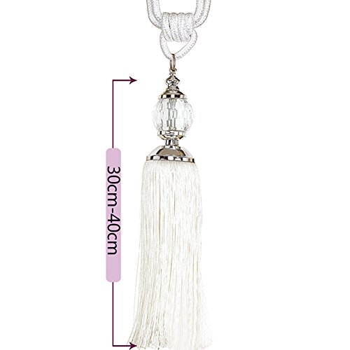 SHZONS 1 Pair Handmade Crystal Tassel Curtains Tiebacks Rope Curtains Buckle Holdbacks
