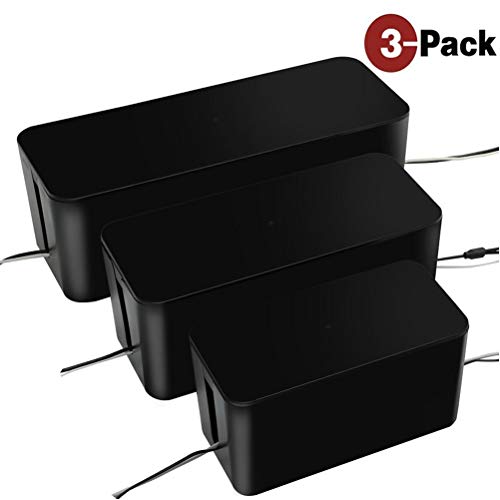 TIMESETL 3Pack Cable Management Box Organizer, Hide Power Strip, Surge Protector Cover, Electric Wires
