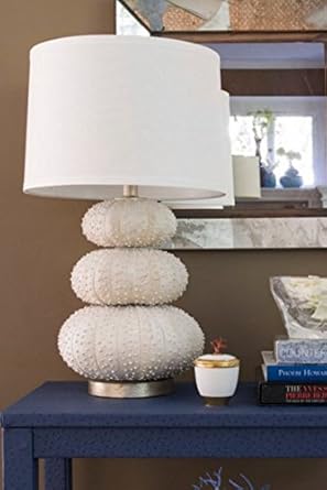 Stacked Sea Urchin White Table Lamp Coastal Modern Shell