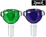 Snake Eyebrow Copper Fish 2 Pcak Handmade Holder Glass Herb Bowl Blue & Green (14mm)