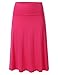 FLORIA Women's Solid Lightweight Knit Elastic Waist Flared Midi Skirt (S-3XL)