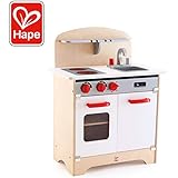 Hape Gourmet Kitchen Toy Fully Equipped Wooden Pretend Play Kitchen Set with Sink, Stove, Baking Oven, Cabinet, Turnable Knobs & Spice Shelf, White