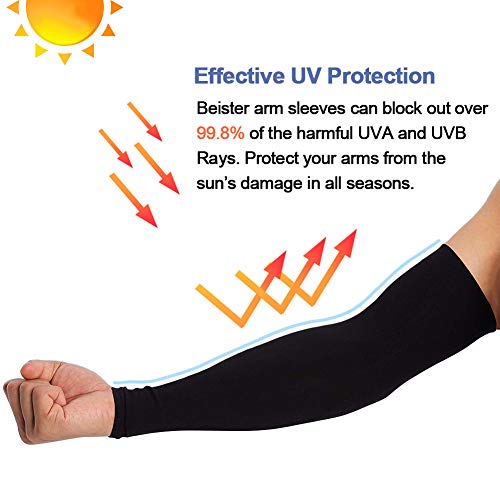 Beister 6 Pairs UV Protection Cooling Arm Sleeves for Women Men, Sunblock Protective Long Arm Cover Warmer