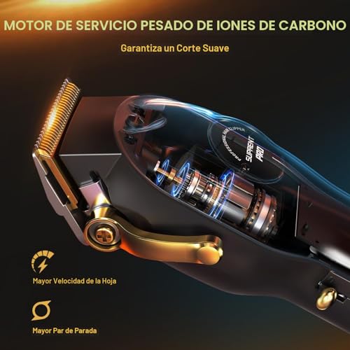 SUPRENT Professional Hair Clippers for Men - Zero Gap T Hair Cutting and Clipper Kit - Cordless Barber Clippers Set with LED Display (Black)