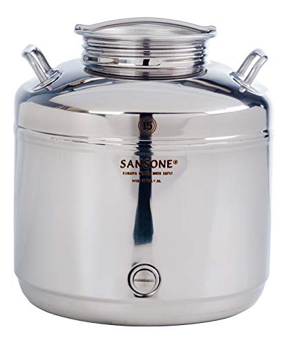 Sansone NSF Stainless Steel Water Dispenser Container with Spigot, 3.96 gallon jug (15 Liter)