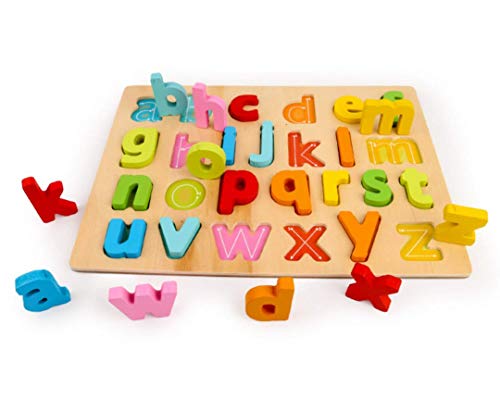 Alphabet Blocks Learning Puzzle | Wooden Upper Case Letter and Number Learning Board Toy - Ideal for Early Educational Learning for Kindergarten Toddlers & Preschools - Thumbnail 3