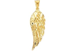 RELIGIOUS JEWELRY BY FDJ 10K Gold Textured Single Angel Wing Charm Pendant - Choice of Metal