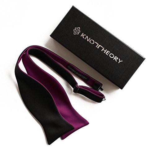 Knot Theory Butterfly Bow Tie Classic Black & Purple Reversible 4-Way Tailor Hand Made Impeccable Top Quality James Bond Collection