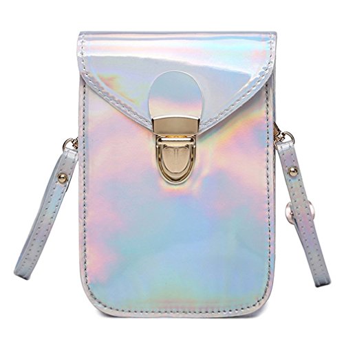 Marchome Transparent Hologram Cellphone Money Card Storage Bag Shoulder Crossbody Purse 2#