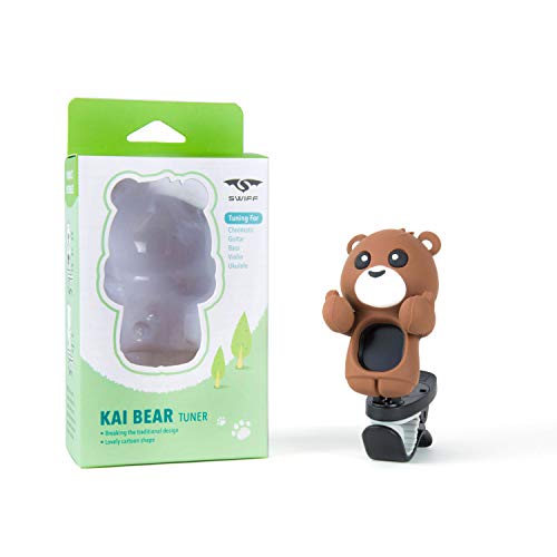 Guitar Tuner Clip-On with LCD Display for All String Instruments with Bass, Ukulele,Violin Accessories (bear-brown)