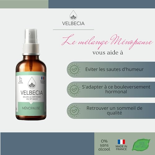 Velbecia Bach Flowers Menopause 50 ml + 1 Free Alcohol Free Hot Flashes, Disturbed Sleep, Night Sweats, Irritability, Mood Swings