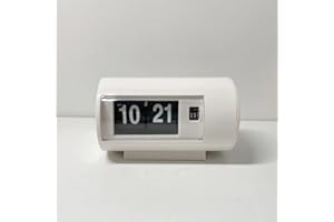 BHning Retro Table Clock Auto Flip Clock 12 Hours AM/PM Format Display Timepiece Desk Clock Flip Page Turning Clocks (White)