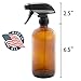 16oz Empty Amber Dark Brown Glass Spray Bottle (1 Pack) - Mist & Stream Sprayer - BPA Free - Boston Round Heavy Duty Bottle - For Essential Oils, Cleaning, Kitchen, Hair, Perfumes