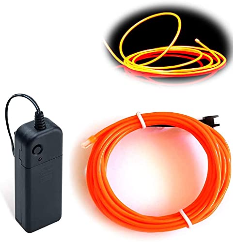 Balabaxer EL Wire,9.8ft/3M Neon Lights Noise Reduction Portable Neon Electroluminescent Wire for Parties, Halloween, DIY Decoration (Orange, 9.8ft)