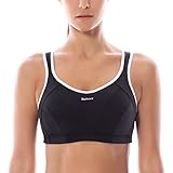 SYROKAN Women's No-Bounce Full-Support Racerback Pro High Impact Sports Bra Black 40D