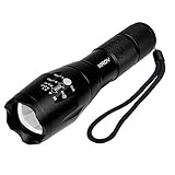 Tactical Flashlight KROV Portable Ultra Bright Handheld Taclight Torch with Adjustable Focus and 5 Light Modes for Camping Hiking Emergency
