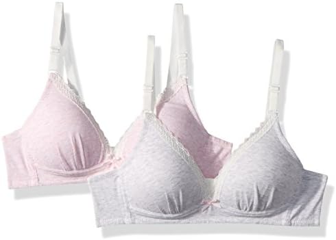 BAILIAN Girl's Seamless Foam Bra Teen Girls Thin Cotton Breathable Soft Cup Bra (Pack of 2)