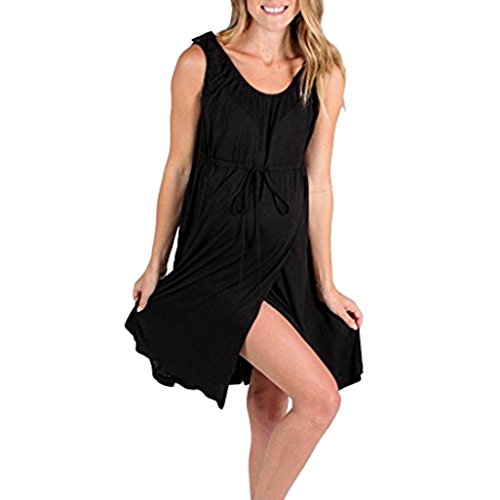 Voberry@ 3 in 1 Labor/Delivery/Nursing Hospital Gown Maternity, Hospital Bag Must Have (M, Black)