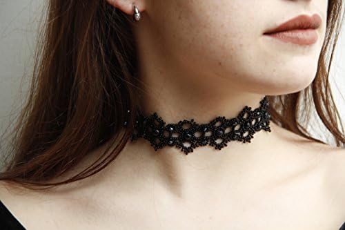 Handmade Beaded Choker Necklace, Exquisite gift, Black Blue Goldstone, Elegant, Delicate, Luxury, Fancy, From MAYSTAT