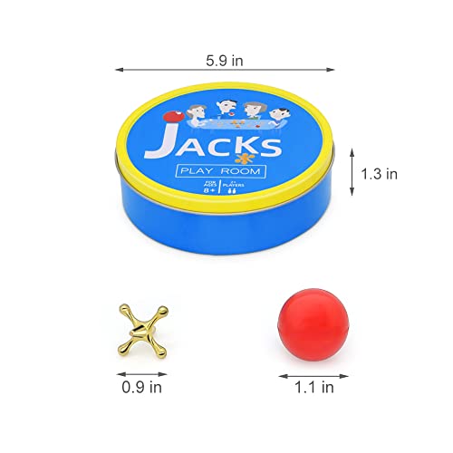 Jacks Game with Ball, Metal Jacks and Ball Set Games for Kids 812
