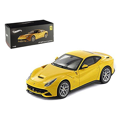 Ferrari F12 Berlinetta Yellow Elite Edition 1/43 Diecast Car Model by Hotwheels