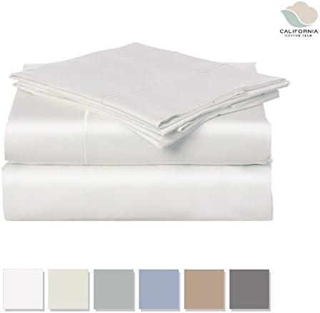 California Cotton Club 600 Thread Count 100% Long-Staple Pure Cotton Soft Sateen Weave Luxury Fits Mattress Upto 17 inch Deep Pockets 4 Piece Sheets and Pillowcases Set