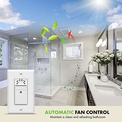 TOPGREENER Humidity Sensor Switch for Ventilation Fan, Air Moisture Detection, Bathroom Fan ...