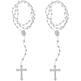 Dwuww 2Pcs Plastic Rosary Beads Luminous Necklace Catholicism Prayer Religious Jewelry, Cross Necklace for Women, Cross Necklace for Men, Women's Chain Necklaces, Men's Necklaces