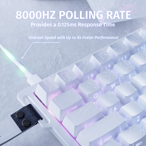 ATTACK SHARK X68 HE 8000Hz Rapid Trigger Keyboard, 0.01mm RT Accuracy Wired Gaming Keyboard with Magnetic Switch, Adjustable Actuation, Rapid Trigger, Snap Tap, RGB Lighting for PC/Mac, White Contours
