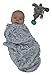 Premium Cotton and Wool Baby/Infant Swaddle Wrap Nursery Blanket 2-Piece Bundle w/ BPA-Free Pacifier With Attached Plush Elephant / Newborn, 0-3 Months / Boys,Girls / Great Gift for Expecting Mothers