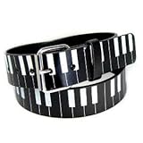 MEN'S/WOMEN'S LEATHER PIANO BELT FOR BUCKLES (MEDIUM (34-36), BLACK)