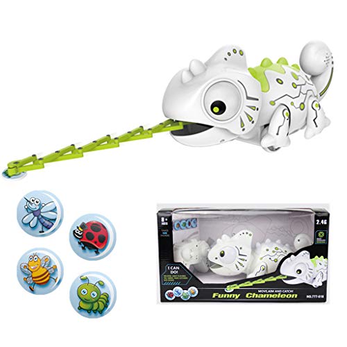 Highpot LED Color Changing RC Robotic Chameleon Toy with Bug Catching Action, Remote Control & Extendable Tongue with Animated Eyes and Tail - Thumbnail 7
