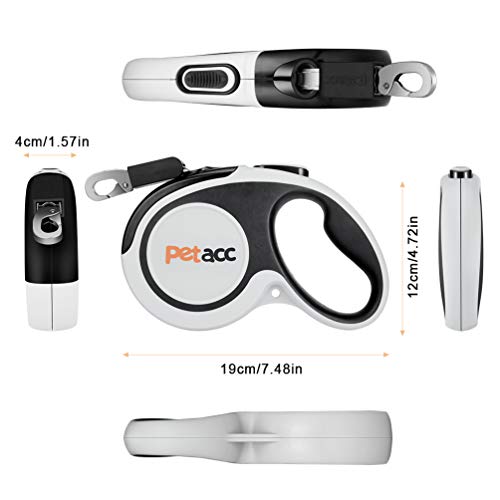 Petacc Retractable Dog Leash, Anti-bite Heavy Duty Pet Walking Leas 360° Tangle Free,16ft Strong Nylon Tape,One-Handed Brake, Pause, Lock