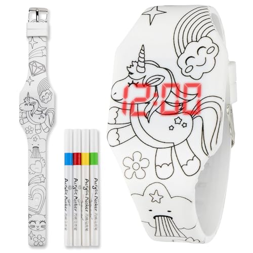 HENRY THE GOOSE Color-Your-Own Analog Watch Bracelet for Kids | Creative Kids DIY Watch with 4 Non-Toxic Markers | Giftable Bracelets for Girls & Boys | Adjustable, Fun and Educational