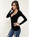 ZANZEA Women V-neck Deep V Wrap Low Cut Long Sleeve Fitted Shirt Tee Top, US 8, Black