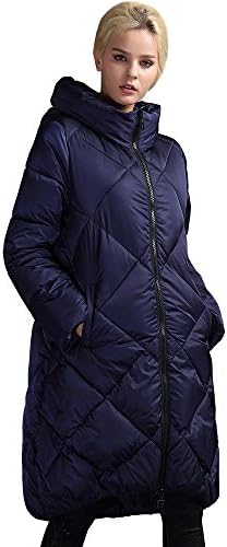 Women Thickened Warm Winter Jacket Coat For Long Hooded Parka(JOJX008-navy-M)