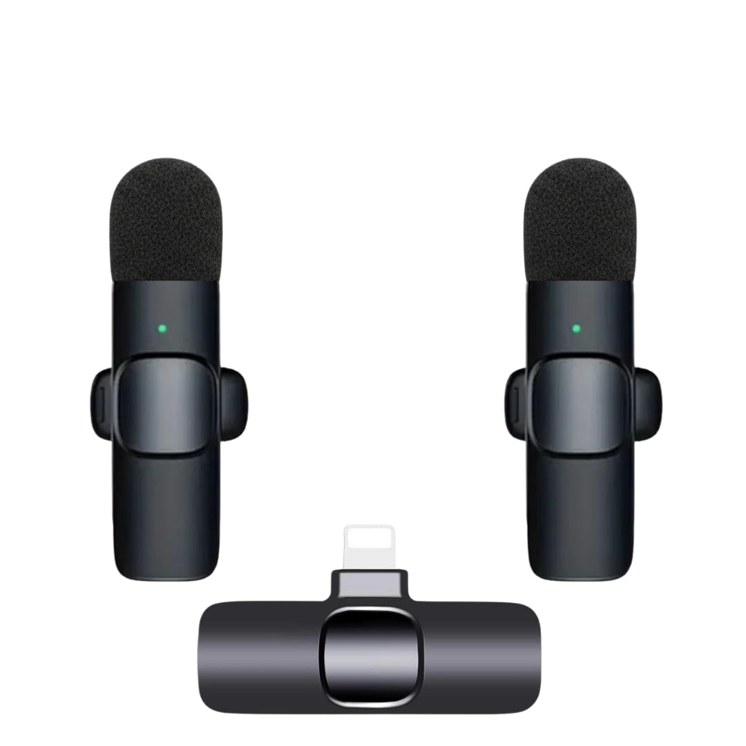 Wireless Lavalier Microphone for iPhone iPad, 2 Mini Microphones & Receiver, Wireless Lapel Microphone for Video Recording/YouTube/Facebook/TikTok Content Creation
