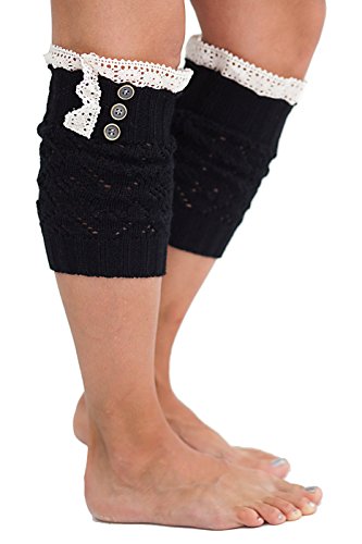 Boot Cuffs Vintage 3 Button Style Women's Boutique Socks Brand by Modern Boho Black