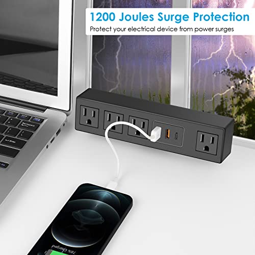 CCCEI Desk Clamp Power Strip with USBA and USBC Ports, Desktop Mount