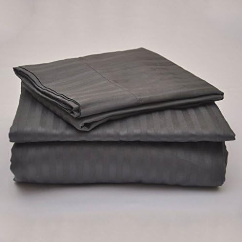 Whasmos Decor Presented- 100 Percent pure cotton 400 Thread Count 1 PC Fitted Sheet fit up to 6" Deep pocket mattress, Décor your room with comfy and luxurious Sheets 42X80" RV Bunk, Dark Grey Stripe