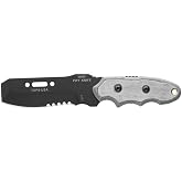 Tops Knives Mini Pry Knife Full Tang Fixed Blade- Black Traction Coating Blade Finish- Black Ballistic Nylon Sheath