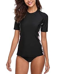 Camiseta de natación para dama, protección UV, manga corta Raglan