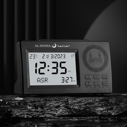 Achas Athan Table Clock Azan Clock Prayer Alarm Table Clock Desk Digital Clock Prayer Digital Alarm With Worldwide Times And Backligh Black