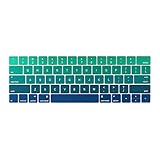 TwoL Ultra Thin Silicone Keyboard Cover Skin for MacBook Pro 13" 15" with Touch Bar (Release 2017 & 2016,Model Number A1706, A1707),Gradient Green