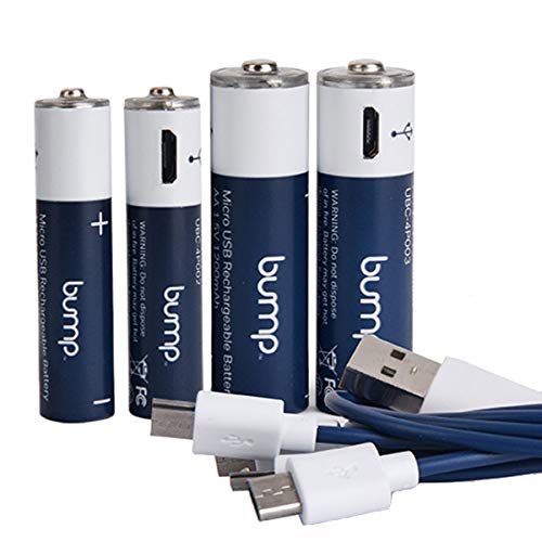 Bump AA/AAA USB Rechargeable Polymer Lithium Battery Combo 4 Pack