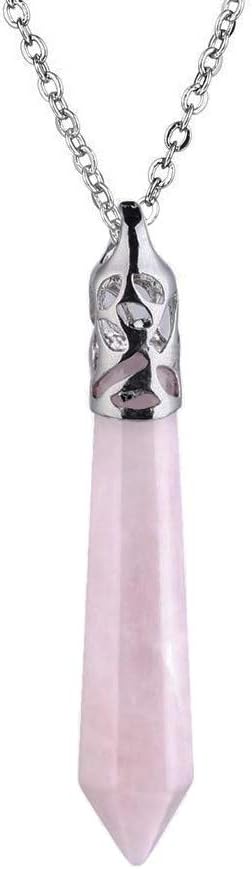 OCARLY Natural Gemstone Point Hexagonal Pendant Energy Pendulum Necklace Healing Crystal Chakra Jewelry