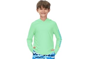 BesserBay Boys Sun Protection Hooded Long Sleeve Thumb Holes Rashguard Shirt 1-14 Years