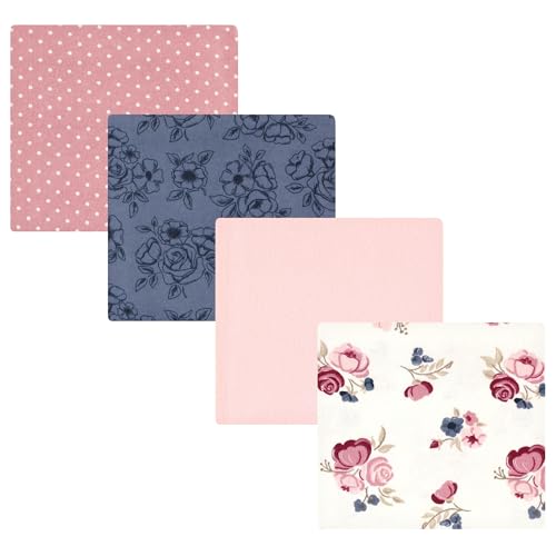 Hudson Baby Unisex Baby Cotton Flannel Receiving Blankets, Dusty Rose Floral, O…