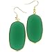 rockcloud Green Crystal Glass Dangle Hook Earrings Oval Gold Plated